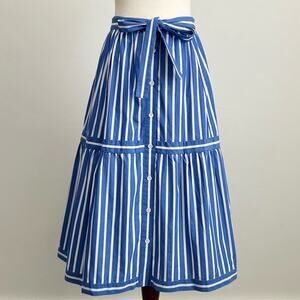 J. Crew Blue and White Striped A-Line Skirt